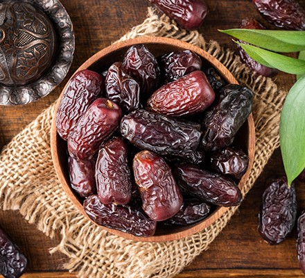 Bowl of fresh, high-quality dates