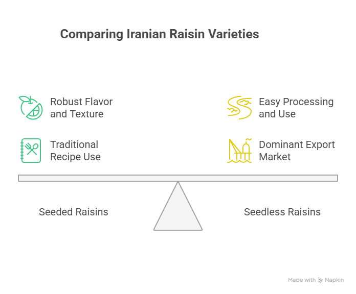 Types of Iranian Raisins and Their Differences (Seeded, Seedless)