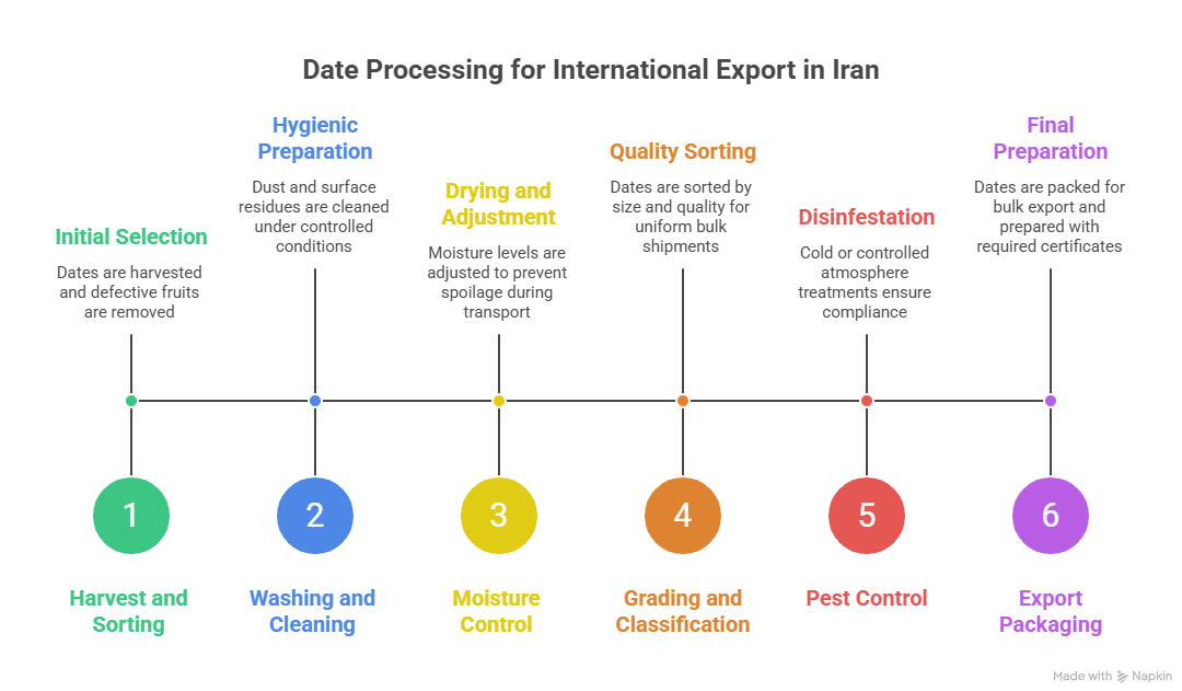 How are dates processed in Iran for international export