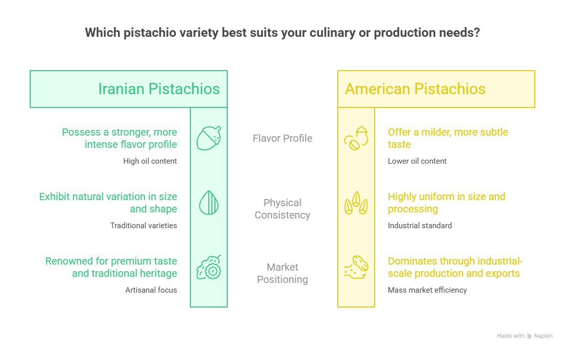 What is the difference between Iranian pistachios and American pistachios