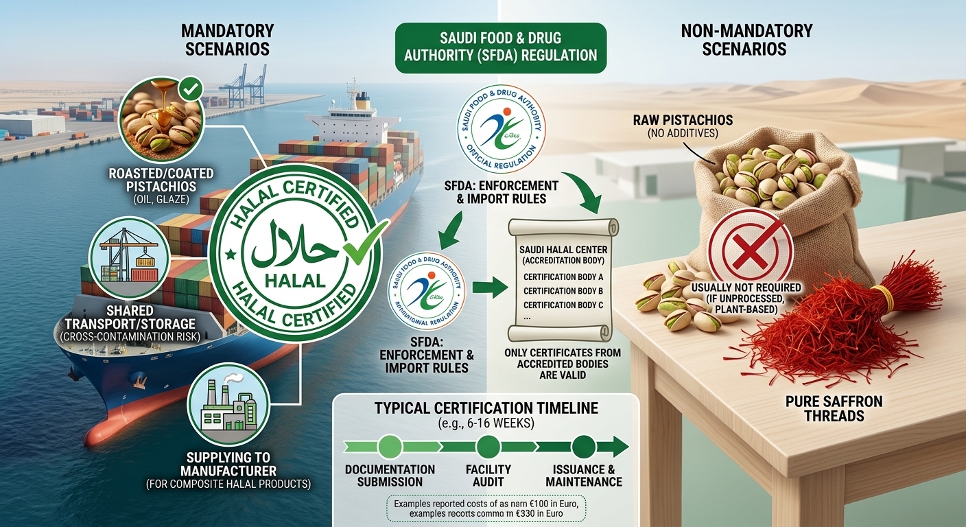 Halal Certification in Exporting Pistachios and Saffron to Saudi Arabia